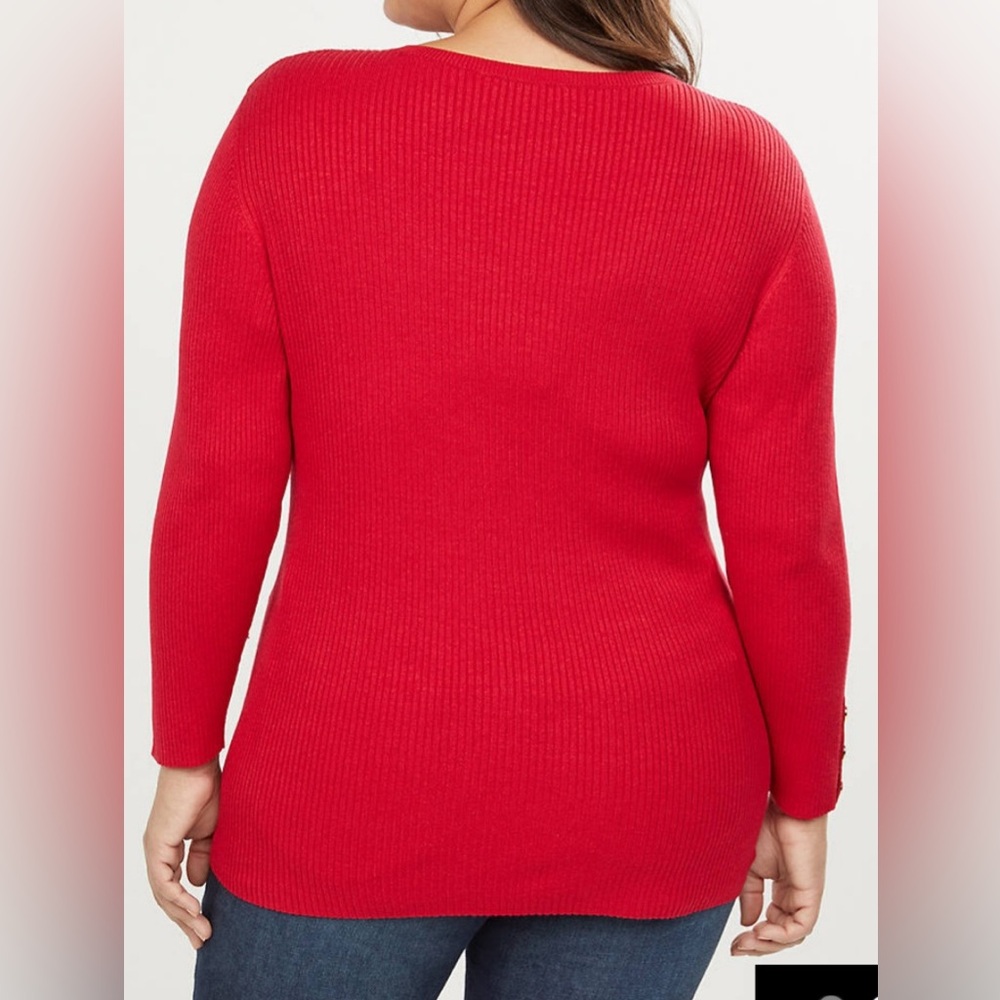 Lane Bryant Red Ribbed Sweater - Picture 7 of 8